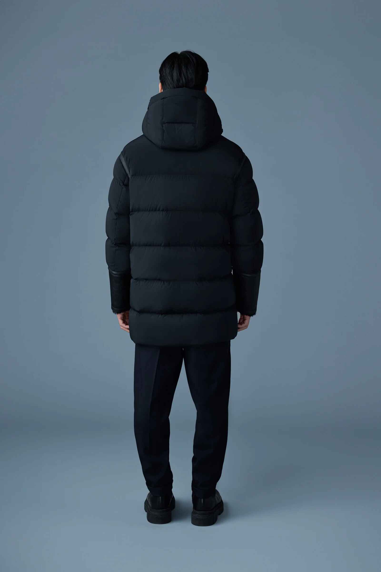 Men's shearling Collar Hooded Quilted down Jacket