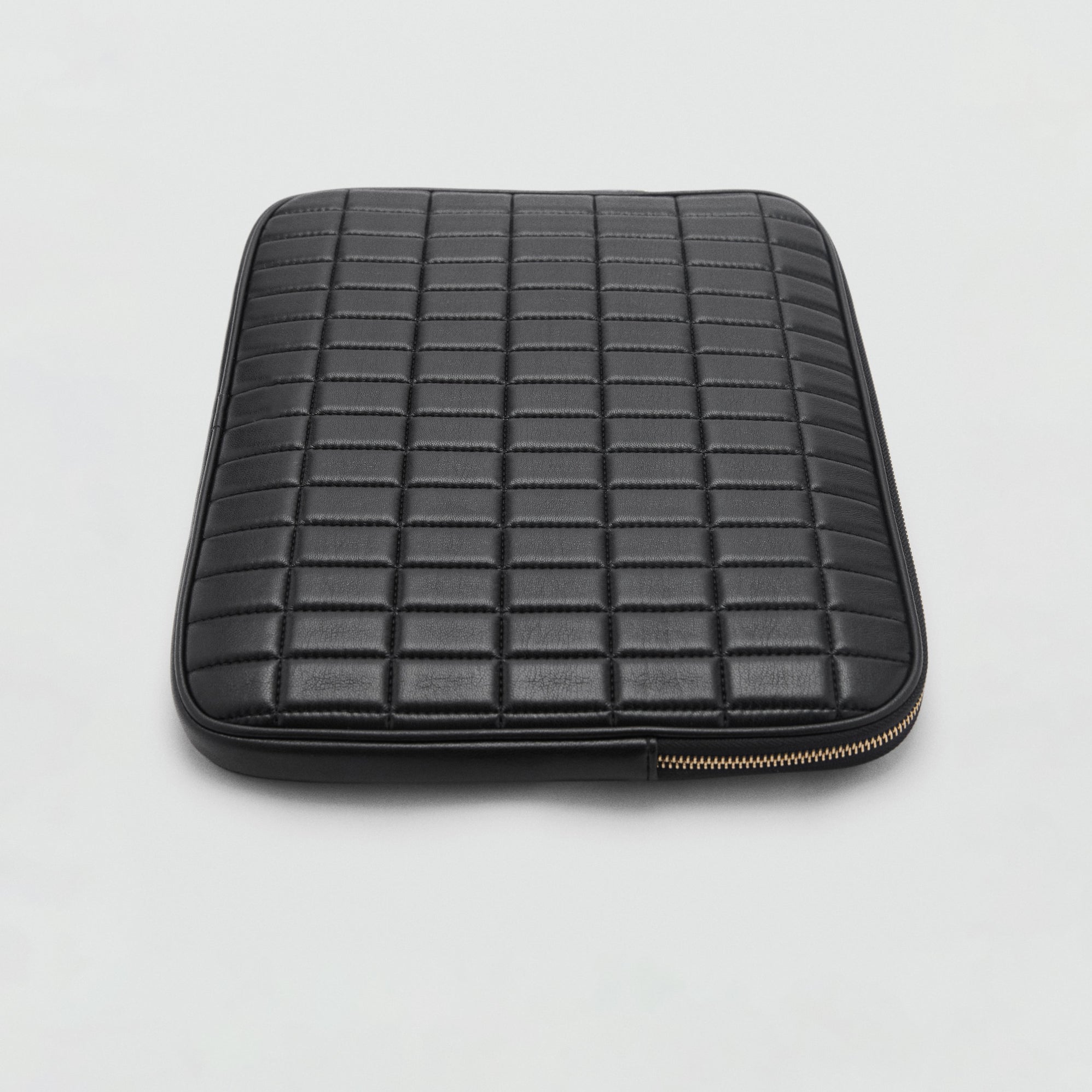 Quilted Design Black Leather Laptop Bag