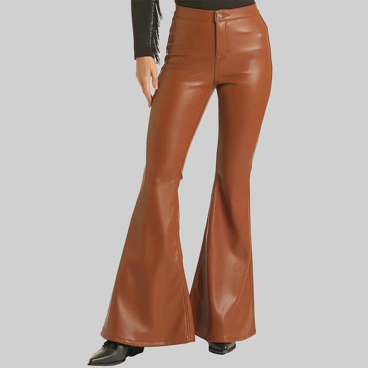 Sath Limited Women’s Brown Leather Pant Wide Leg