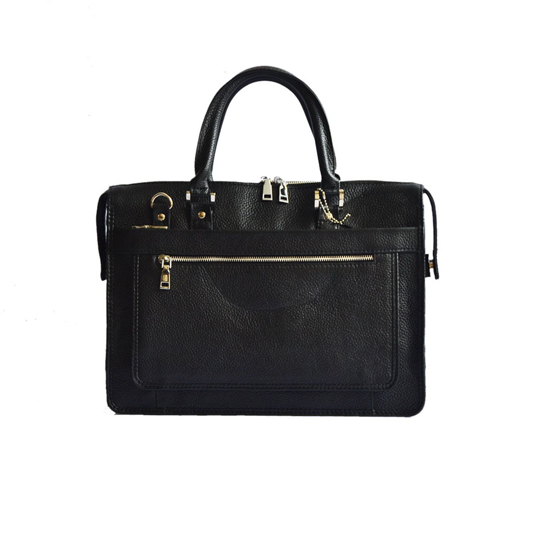 Unisex Executive Leather Laptop Bag – Black