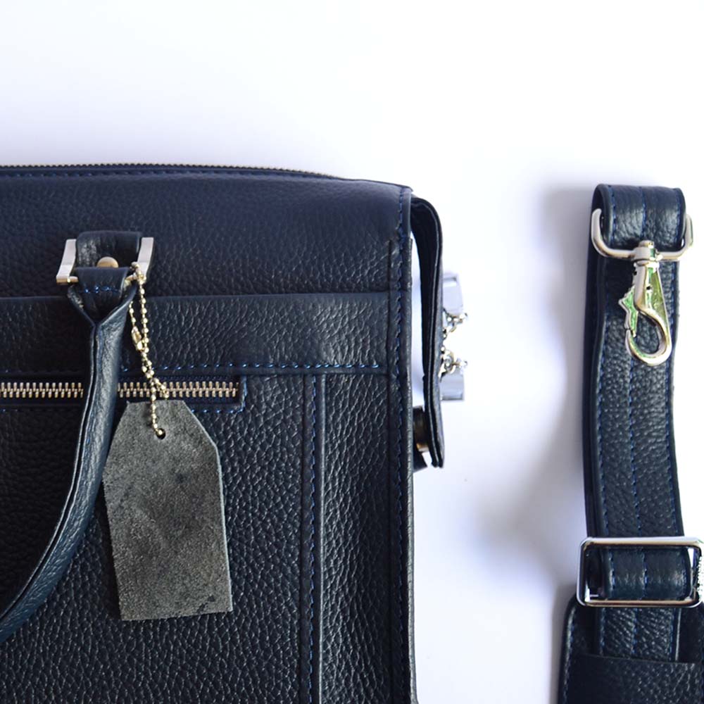 Unisex Executive Leather Laptop Bag – Blue