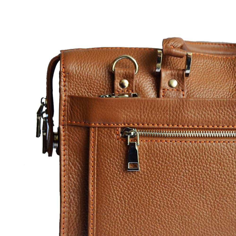 Unisex Executive Leather Laptop Bag – Tan/Light Brown