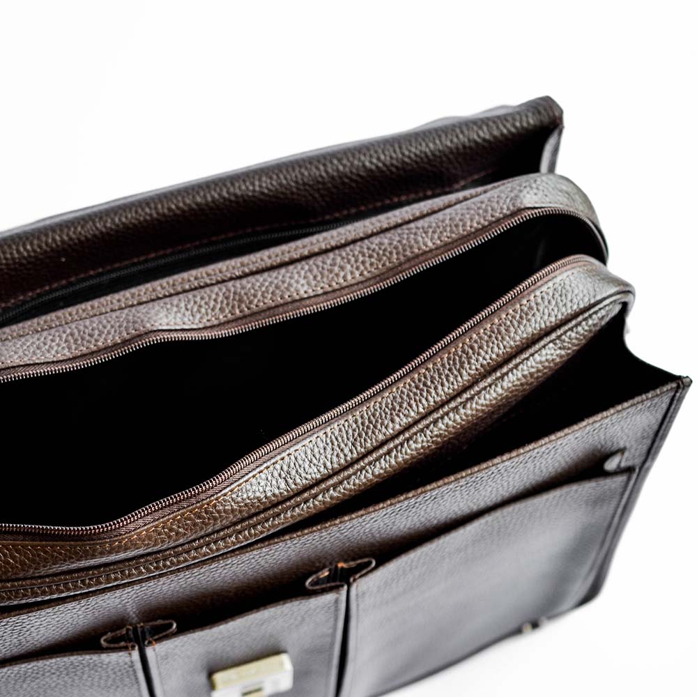 Unisex Leather Laptop Messenger Bag – Brown