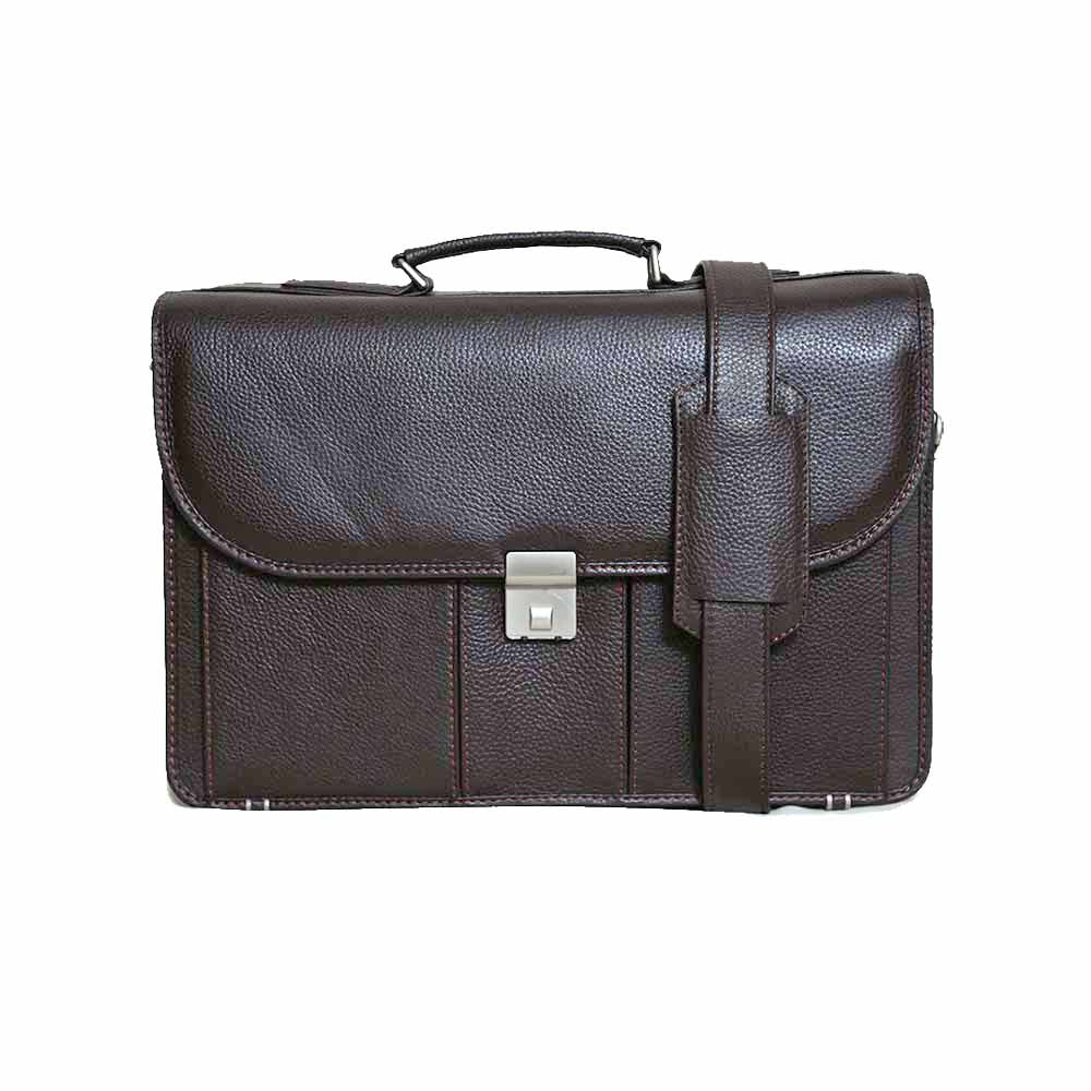 Unisex Leather Laptop Messenger Bag – Brown