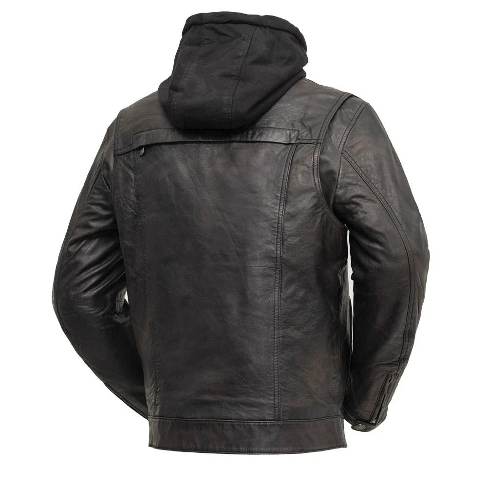 Vendetta Men's Hooded Motorcycle Leather Jacket