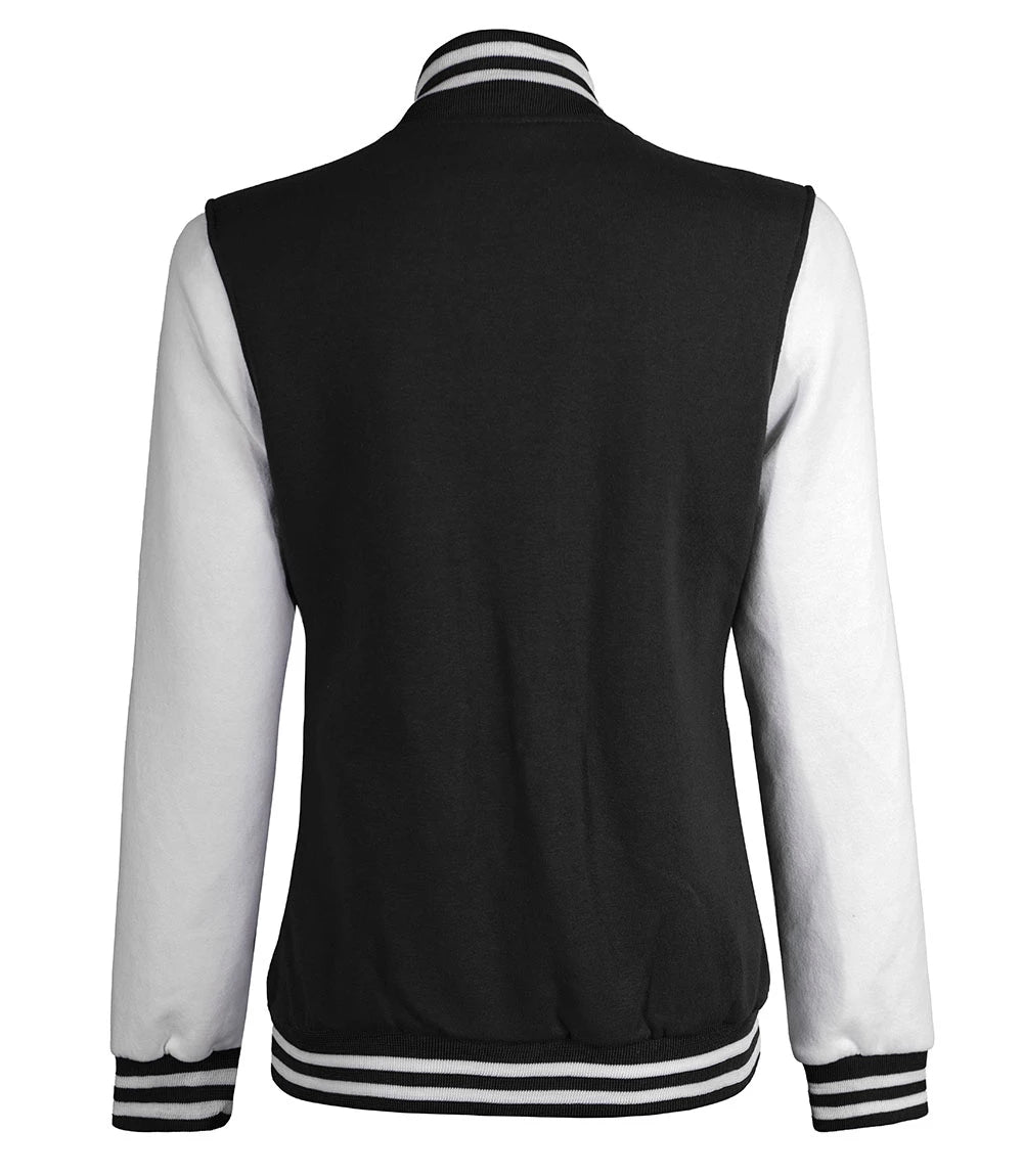 Women's Black & White Varsity Jacket | Baseball Style Outerwear