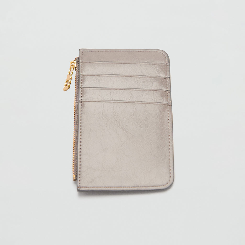 Women Leather Card Holder with Decorative Stitching