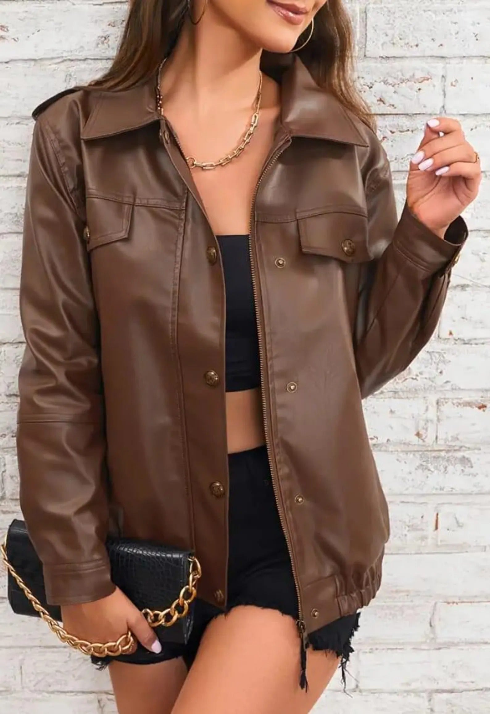 Women's 90's Handmade Lambskin Oversized Real Leather Jacket