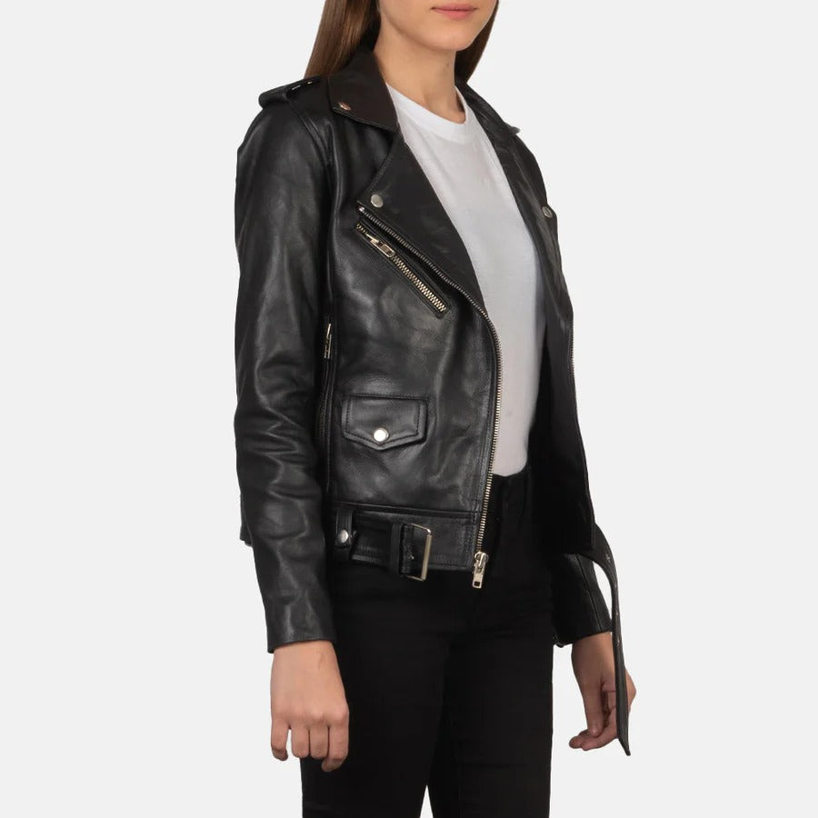 Women's Alison Zipped Leather Biker Jacket