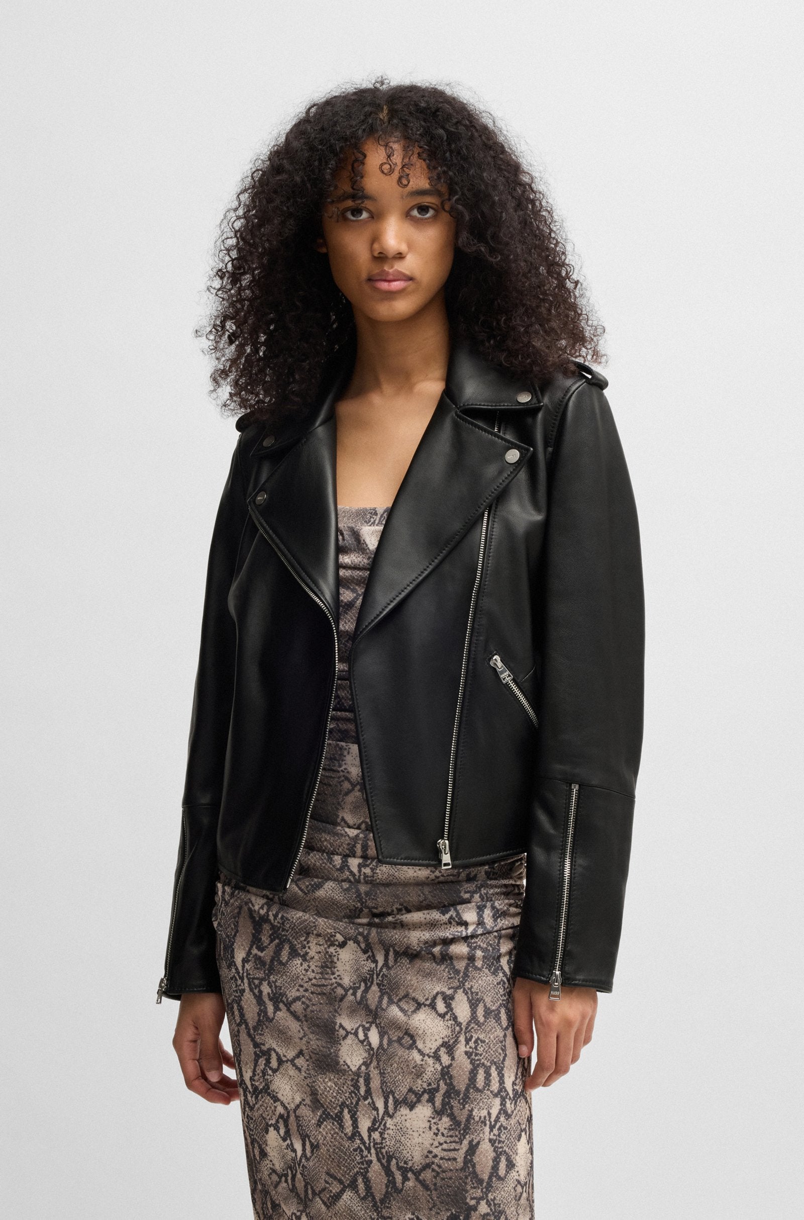 Women's Asymmetric Biker Jacket in Leather
