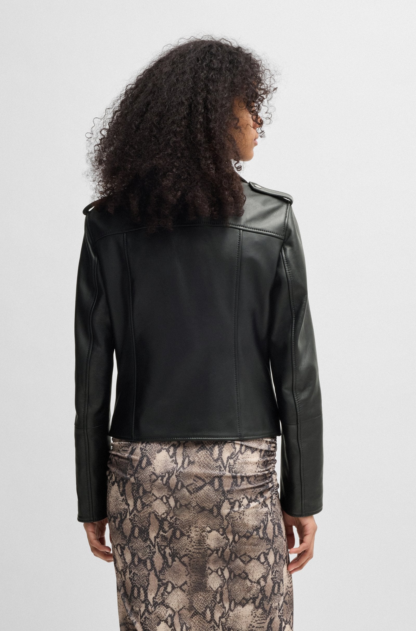 Women's Asymmetric Biker Jacket in Leather