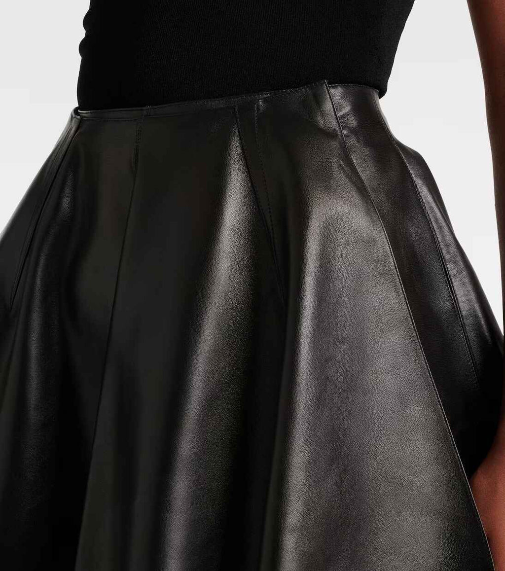 Women's Asymmetric Leather Mini Leather Skirt