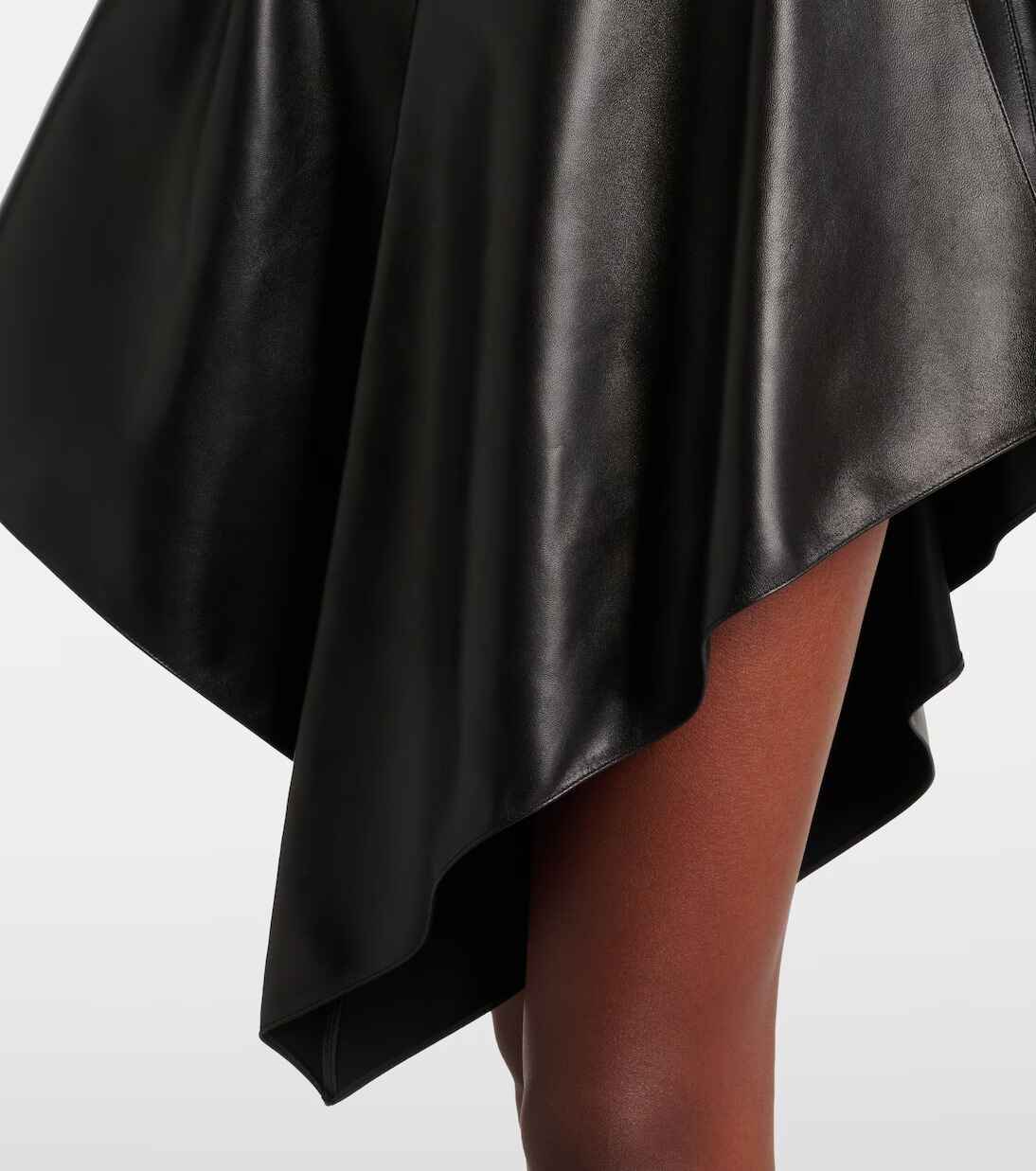 Women's Asymmetric Leather Mini Leather Skirt