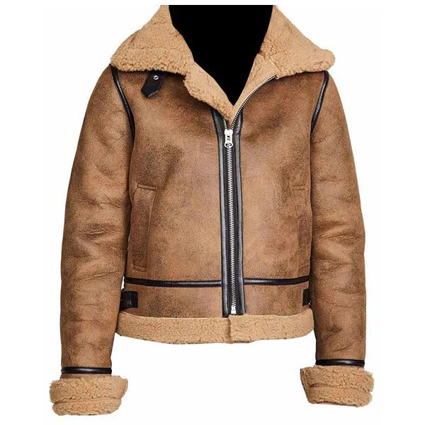 Damen B3 Flight Fur Shearling Pelz Lederjacke