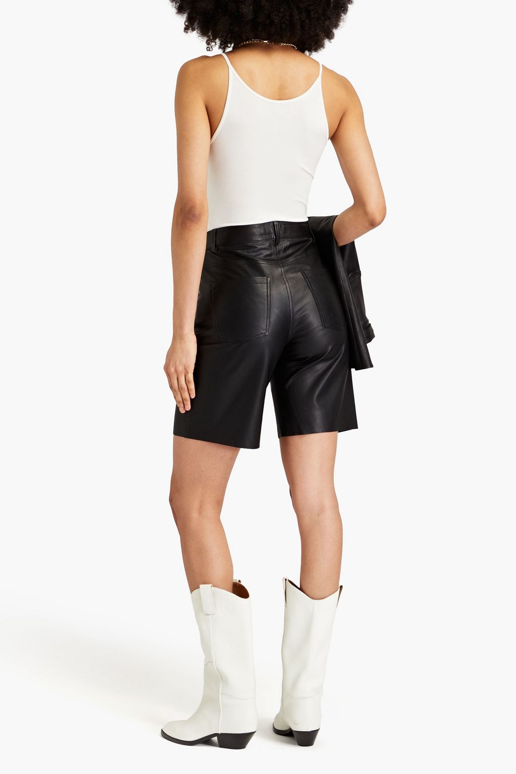 Women's Belt Loops Leather Shorts