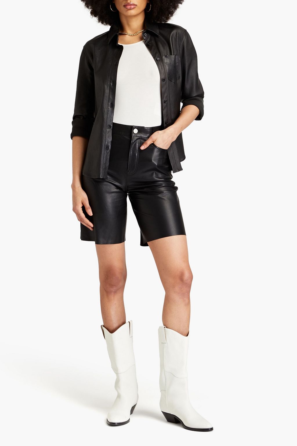 Women's Belt Loops Leather Shorts