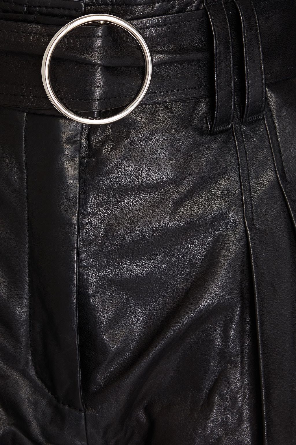 Women's Belted Leather Shorts