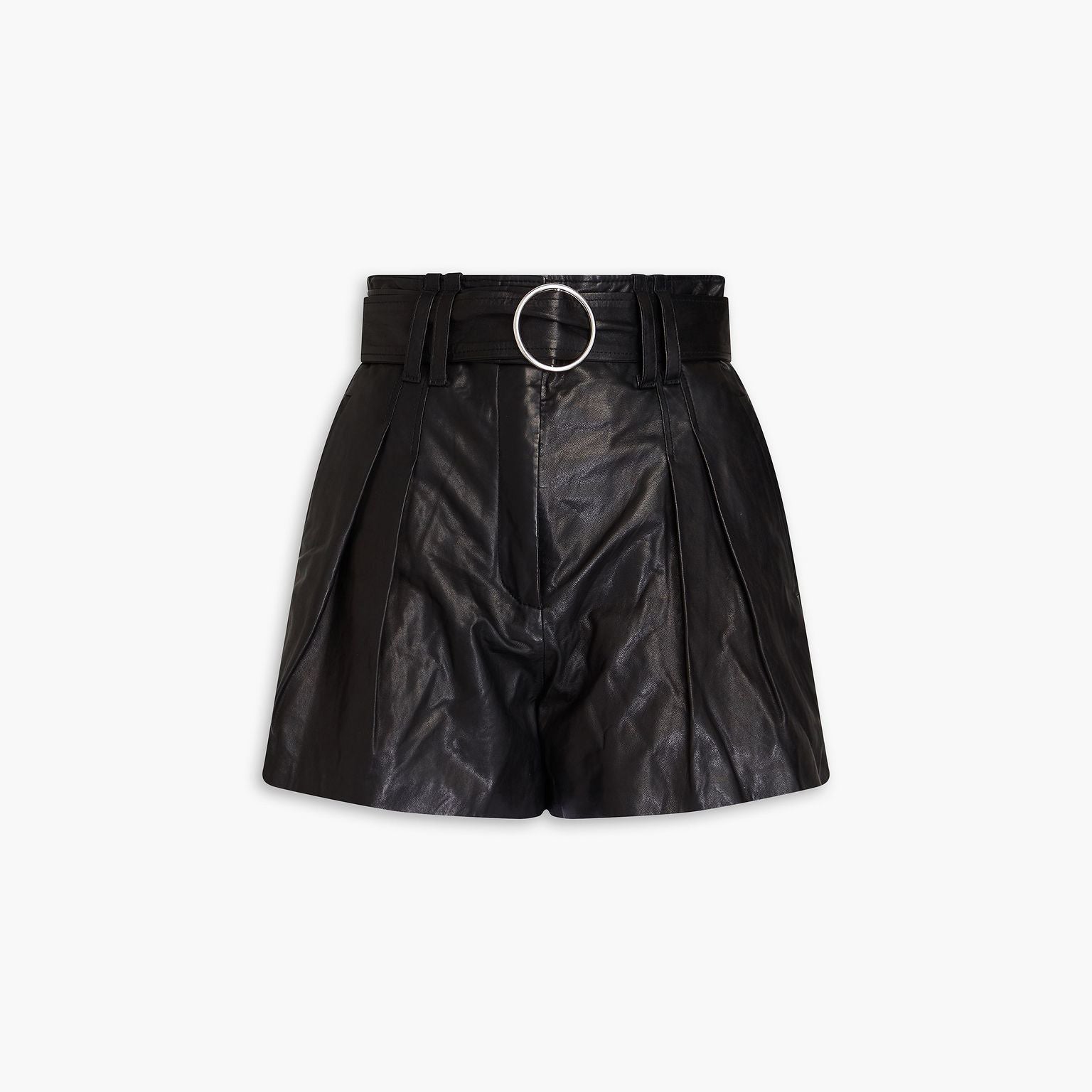 Women's Belted Leather Shorts