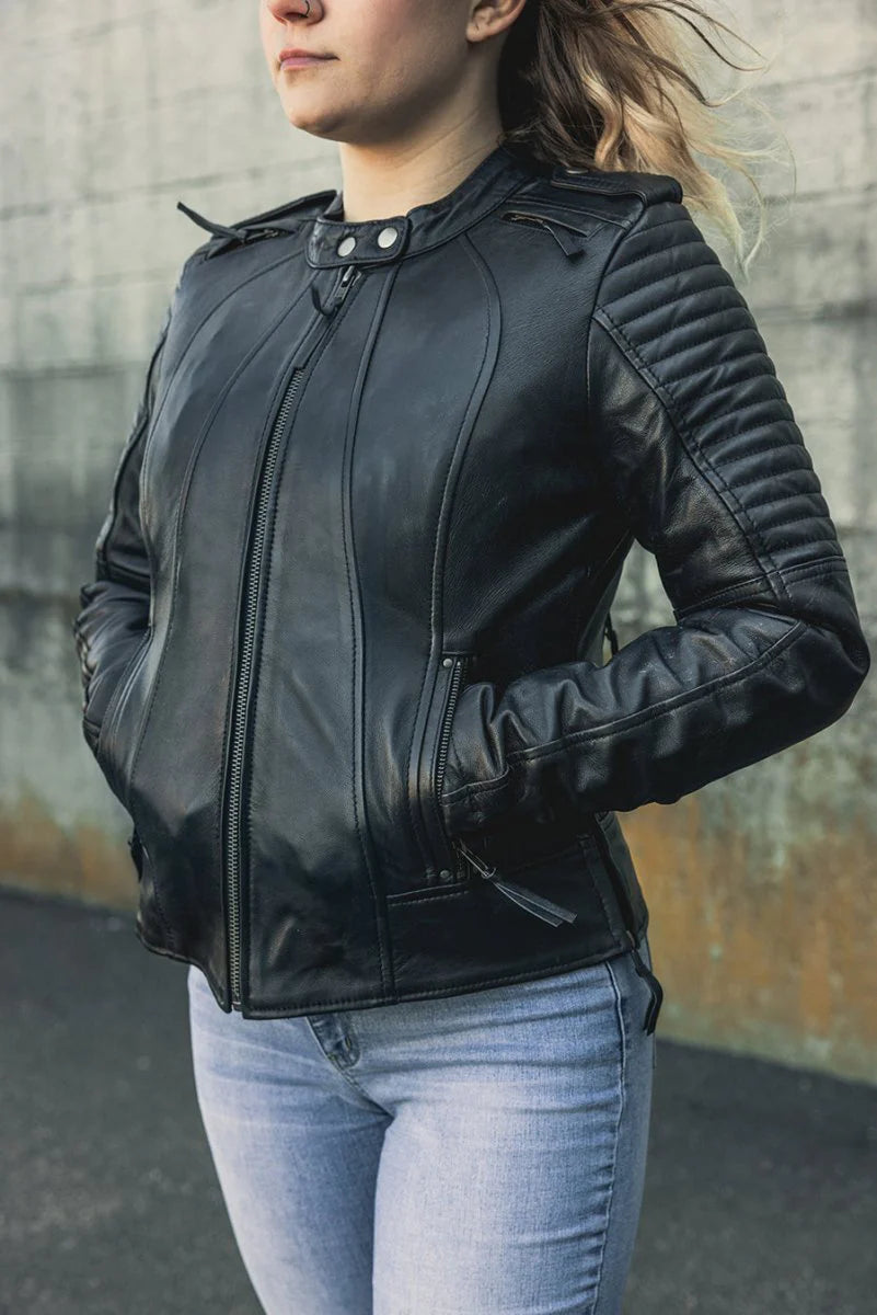 Women's Biker Motorcycle Leather Jacket