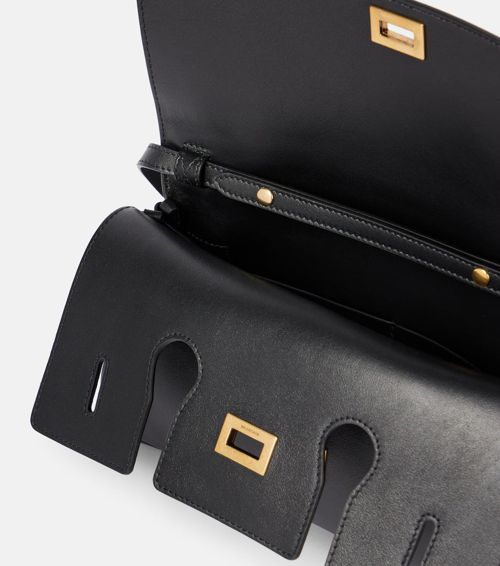 Women's Black Air Detachable Strap Leather Purse