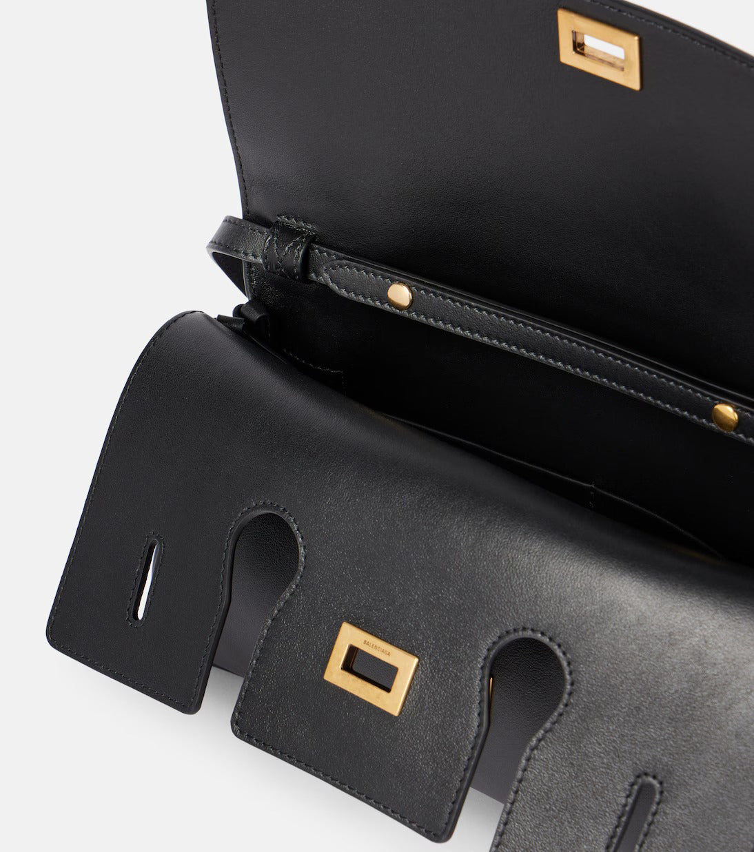 Women's Black Air Detachable Strap Leather Purse