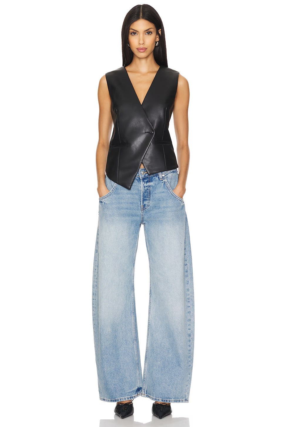 Women's Black Arabella Leather Vest