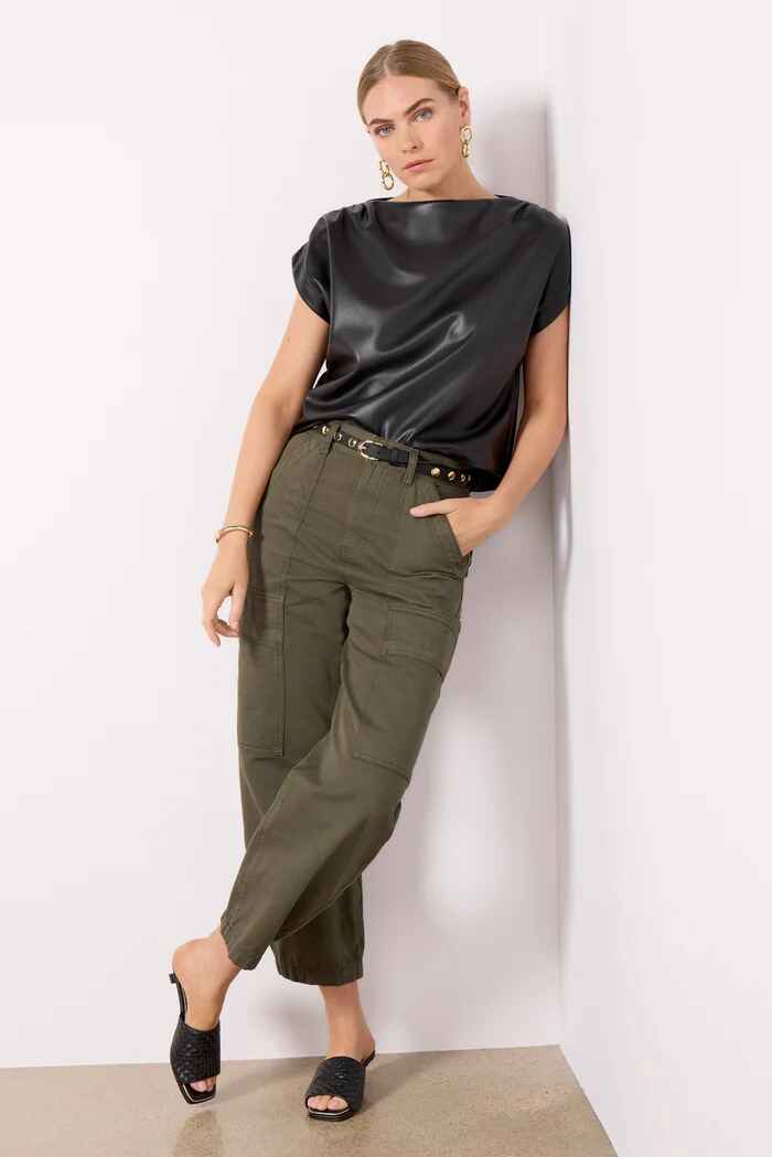 Women's Black Astrid Leather Muscle Top