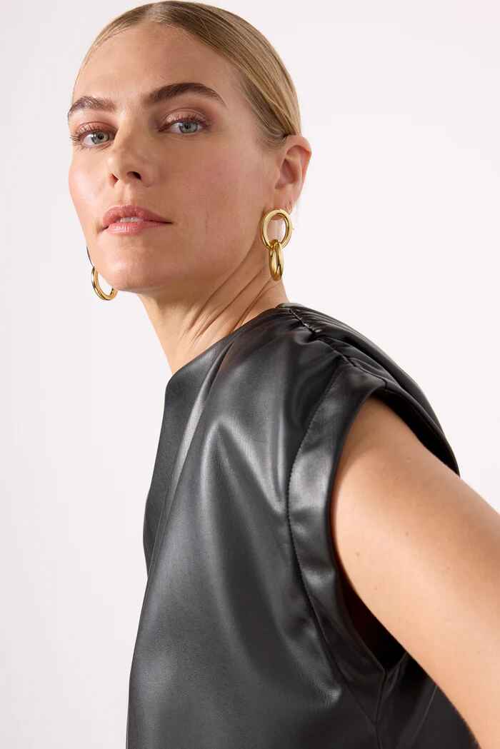 Women's Black Astrid Leather Muscle Top