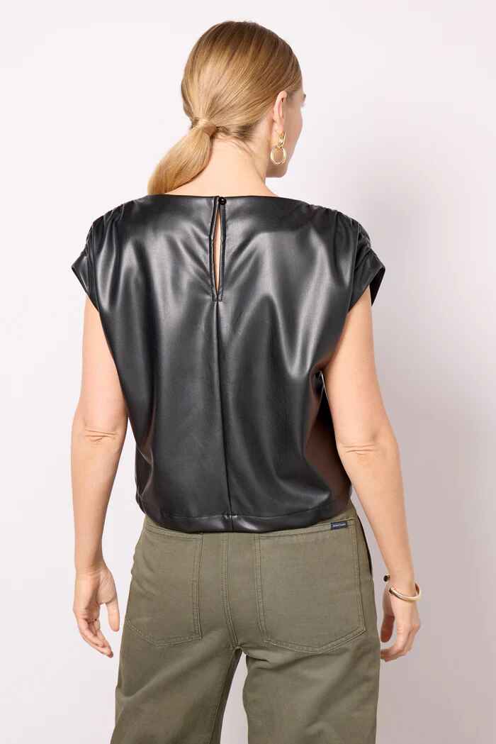 Women's Black Astrid Leather Muscle Top