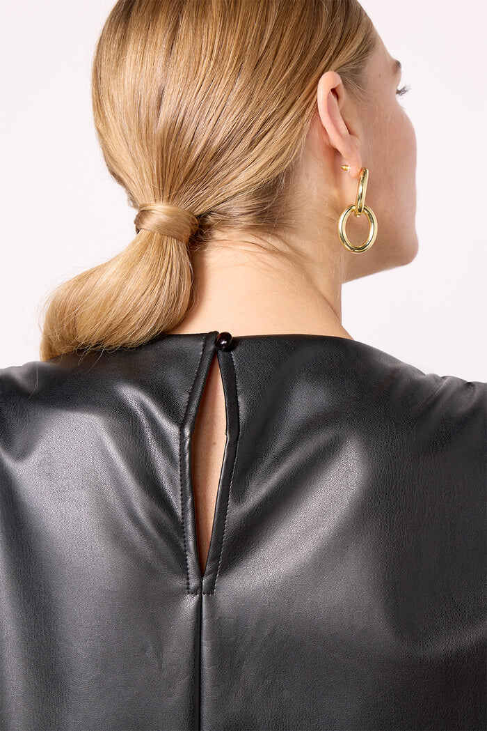 Women's Black Astrid Leather Muscle Top