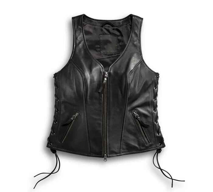 Women’s Black Avenue Leather Vest
