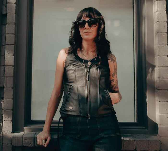 Women’s Black Avenue Leather Vest