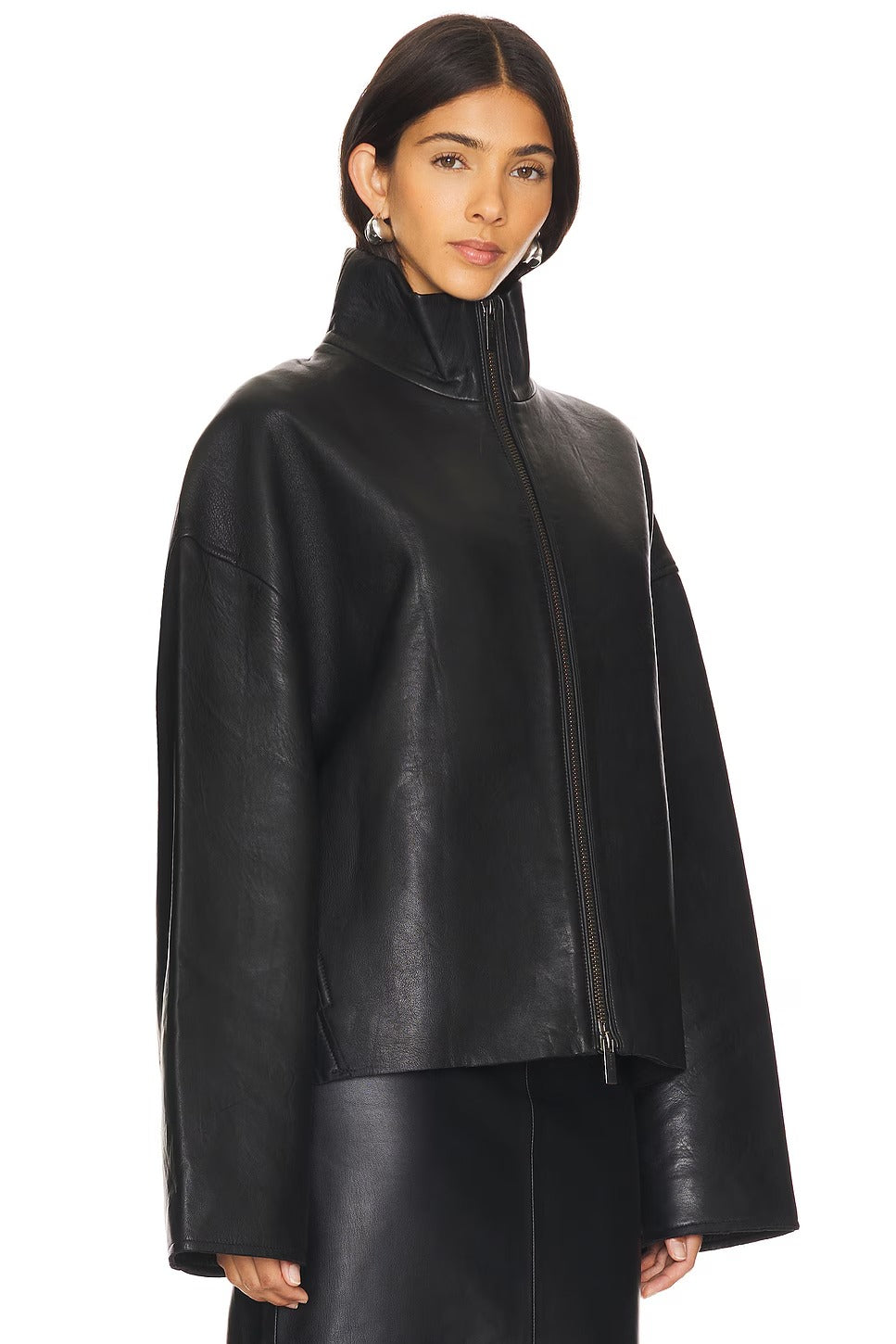 Women's Black Bonded Simple Leather Jacket