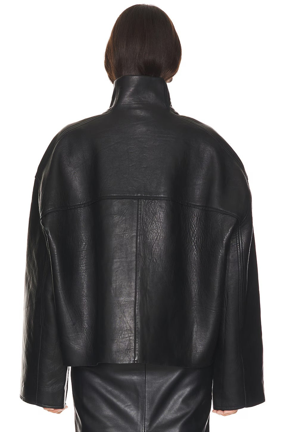 Women's Black Bonded Simple Leather Jacket