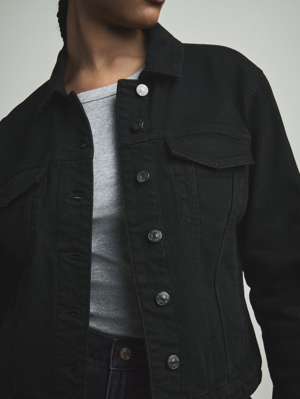 Women's Black Button Up Denim Jacket