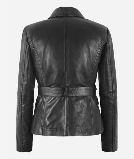 Women's Black CASTLE KATE Leather Short Trench Coat
