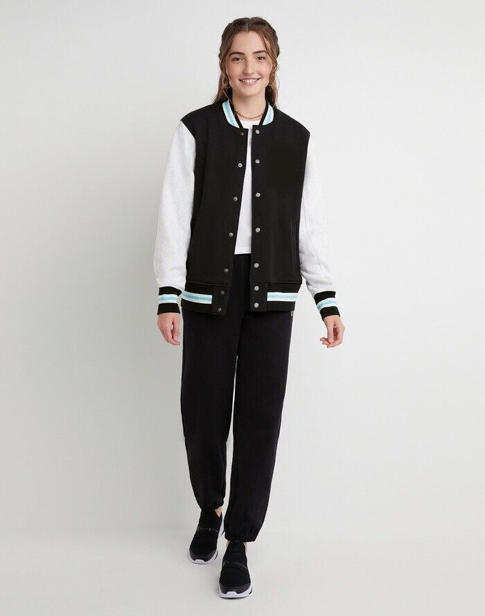 Women's Black Champion Letterman Varsity Jacket