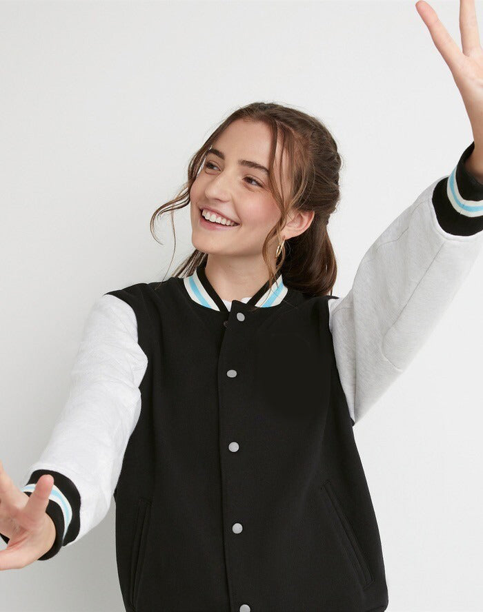 Women's Black Champion Letterman Varsity Jacket
