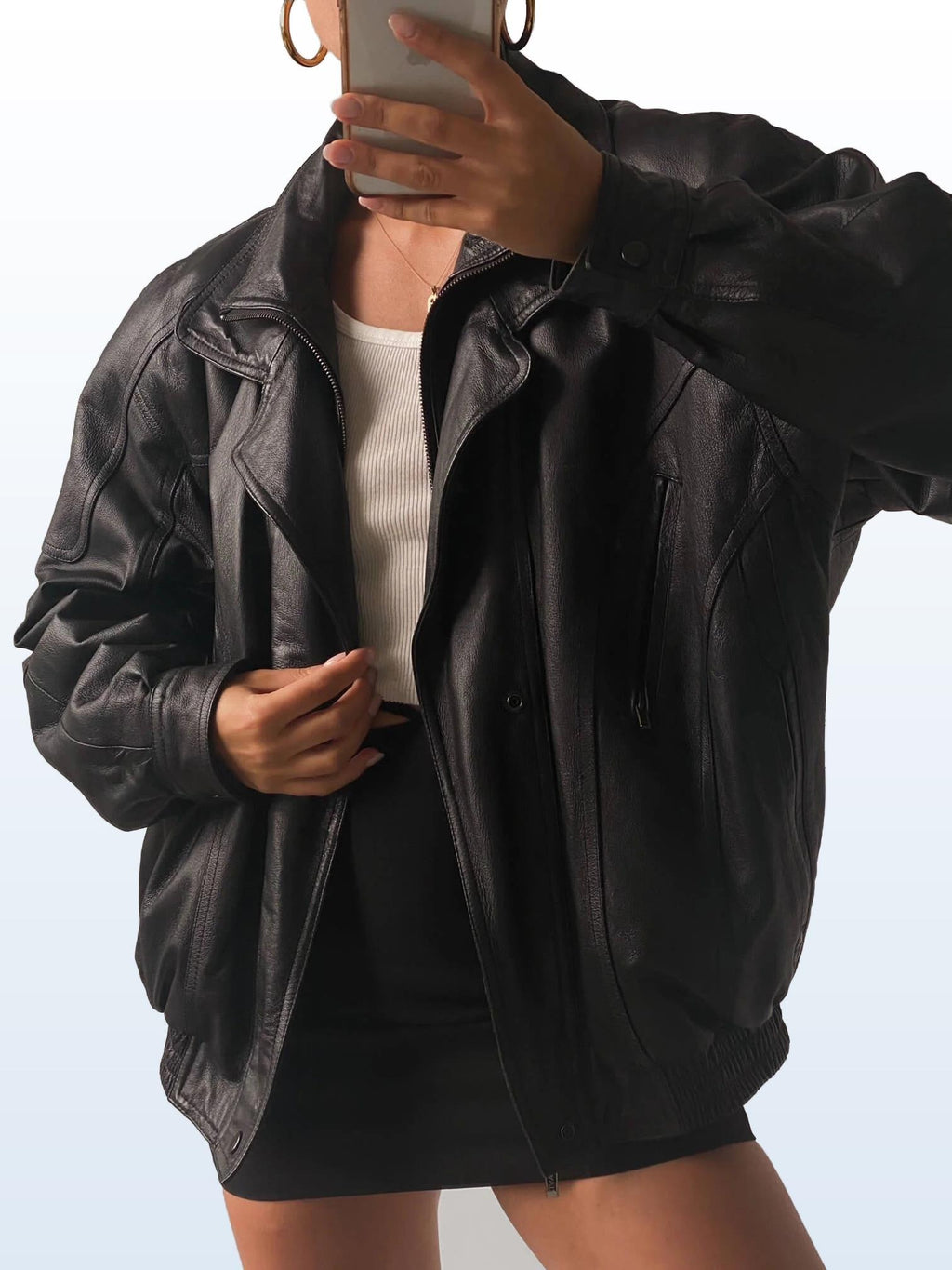 Women's Black Classic Lightweight Oversized Straight Cut Soft Sheepskin Leather Jacket