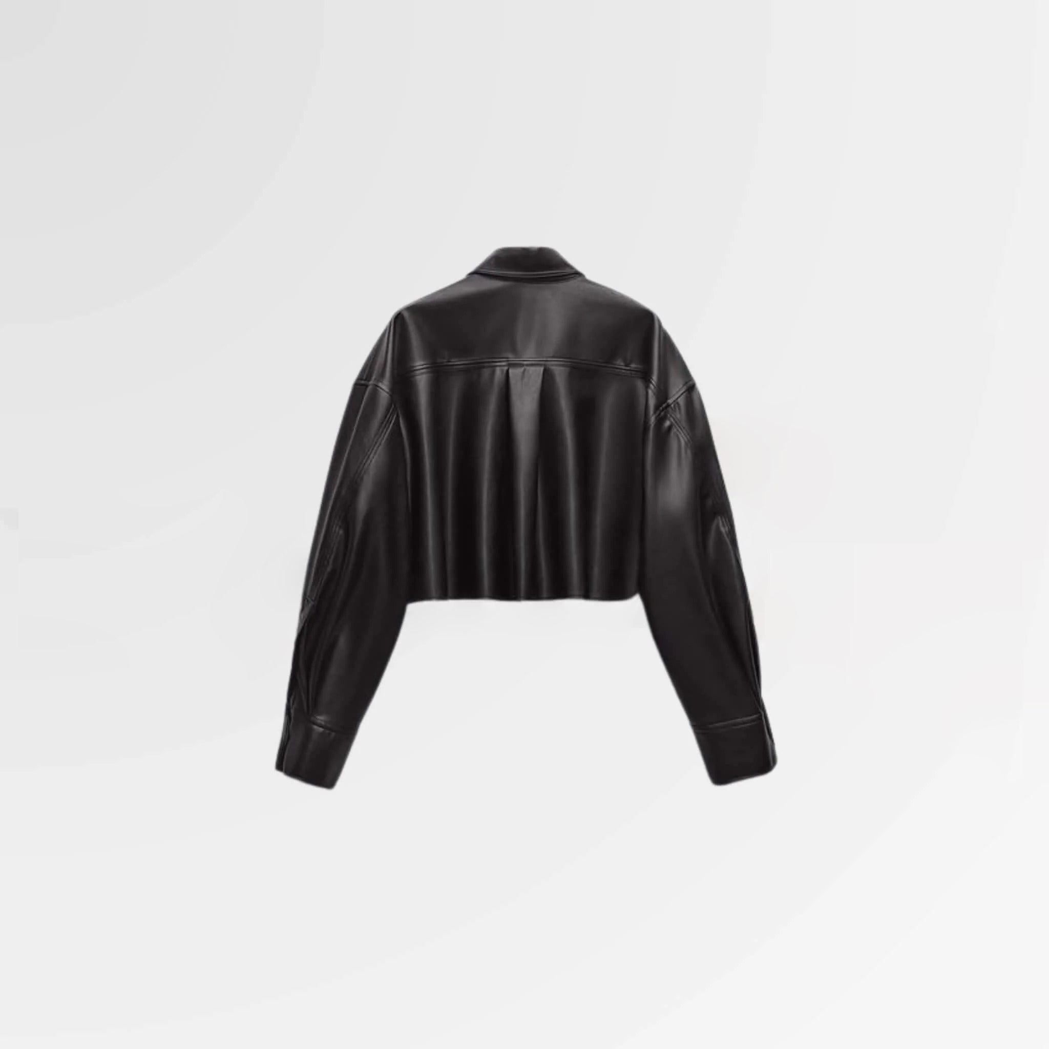 Women's Black Cropped Leather Shirt