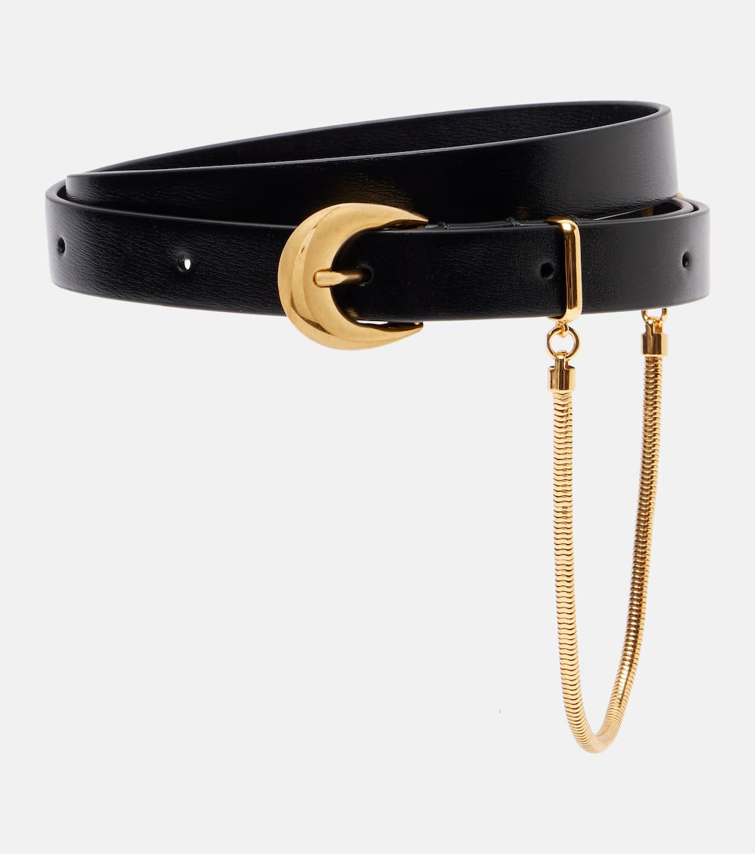 Women's Black Curved Leather Belt