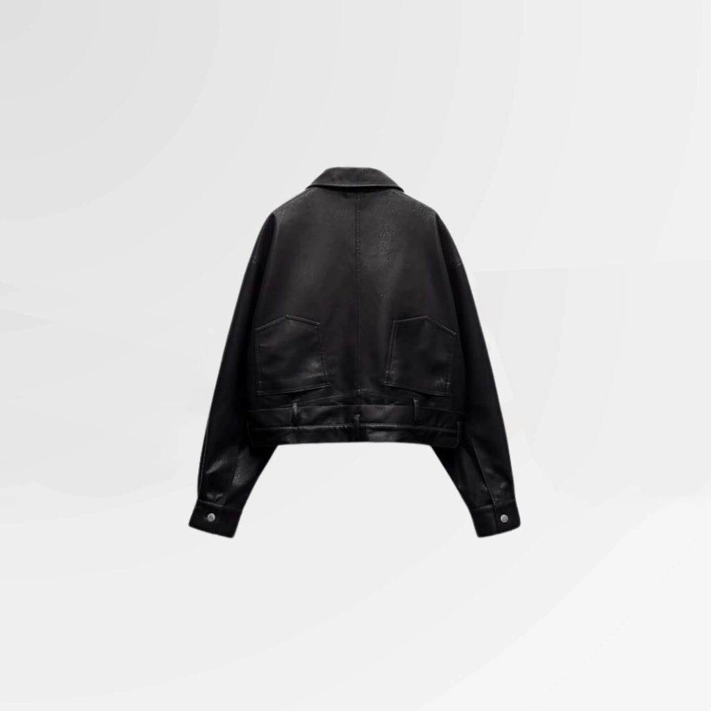 Camisa vaquera de cuero negra para mujer