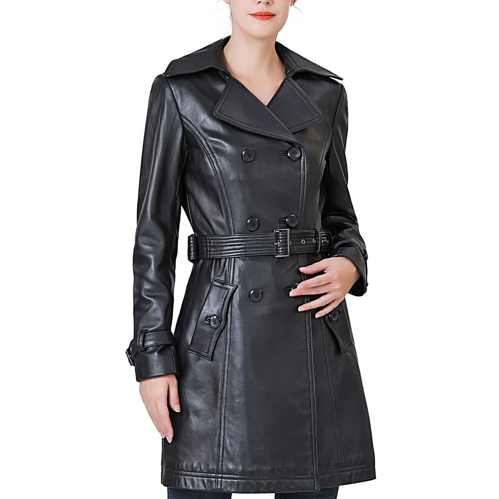 Women's Black  Ella Belted Trench Coat