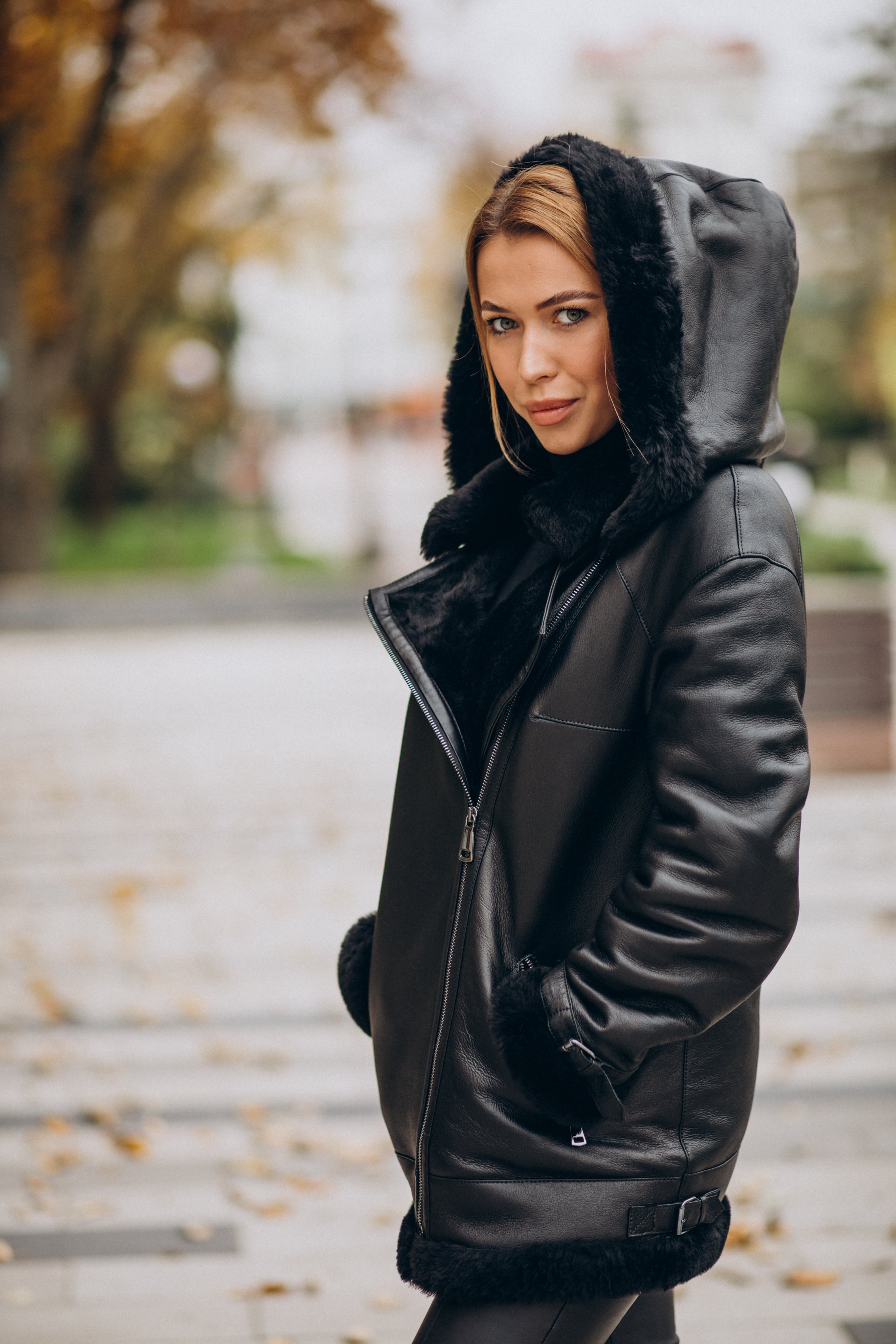 Women’s Black Fur & Shearling Leather Jacket