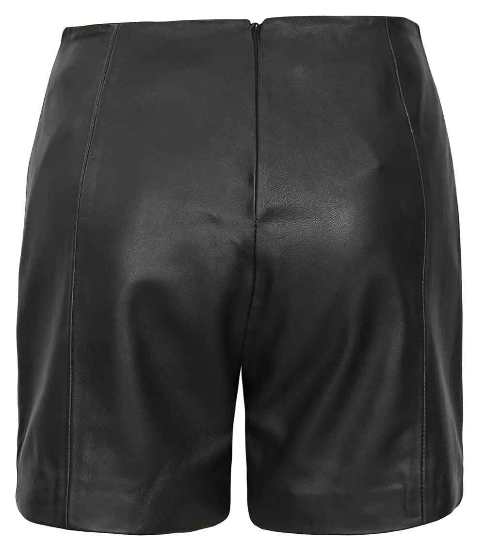 Women's Black High Waisted Style Leather Shorts