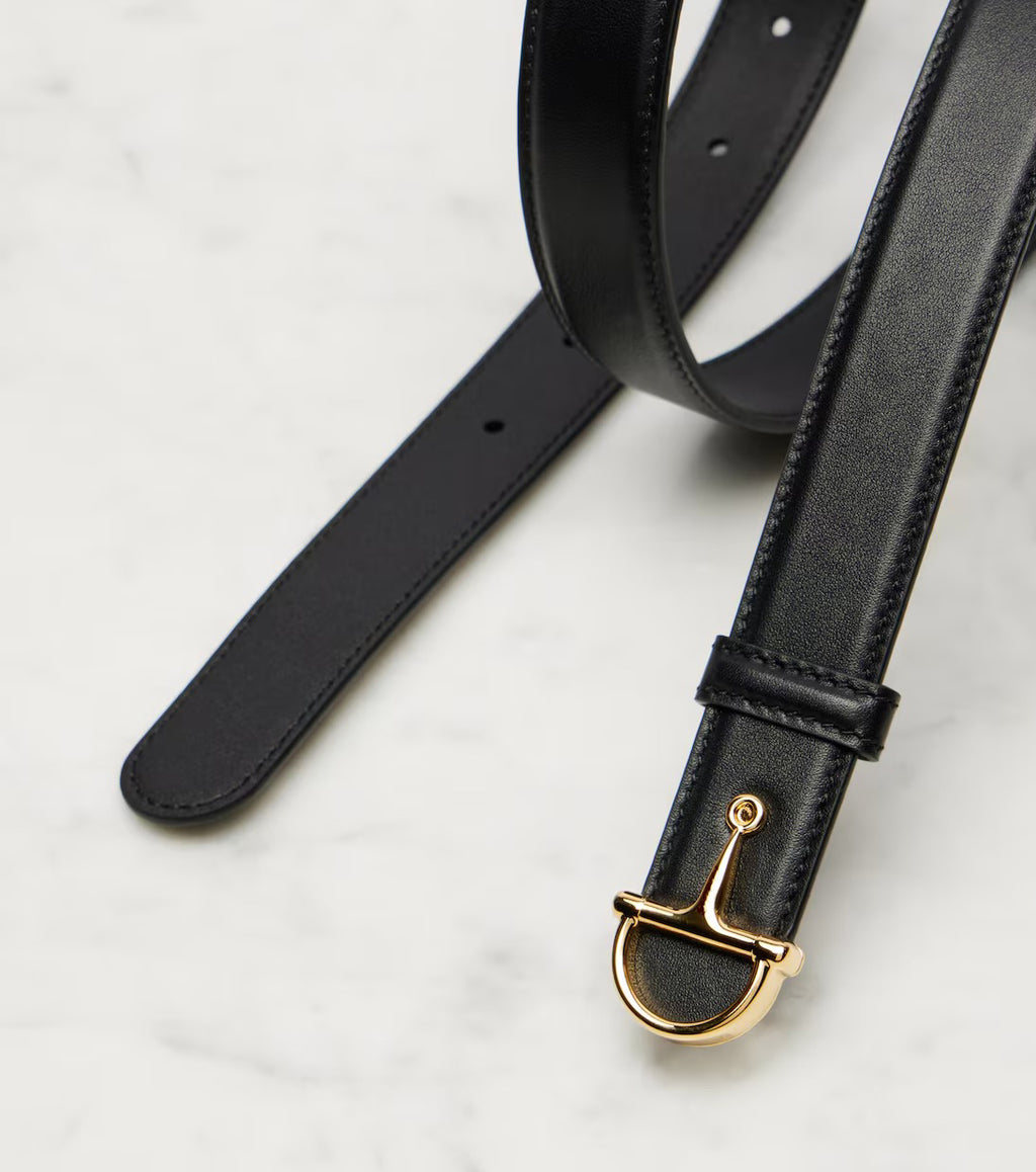 Women's Black HorseBit Leather Belt