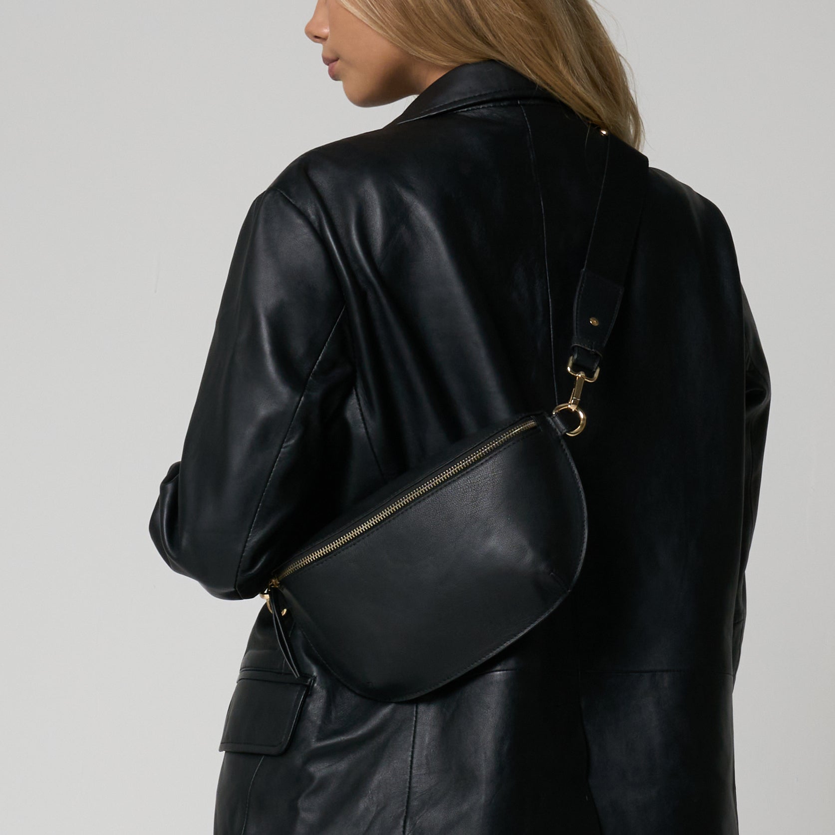 Women's Black Leather Crossbody Bag