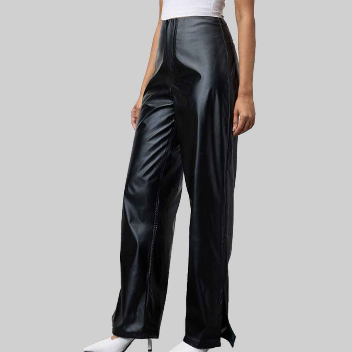Women’s Black Leather Pants with Two Back Pockets
