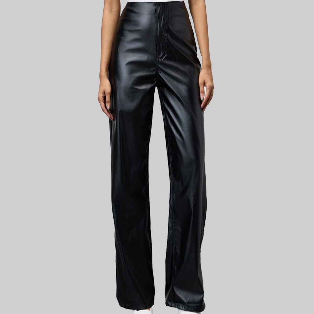 Women’s Black Leather Pants with Two Back Pockets