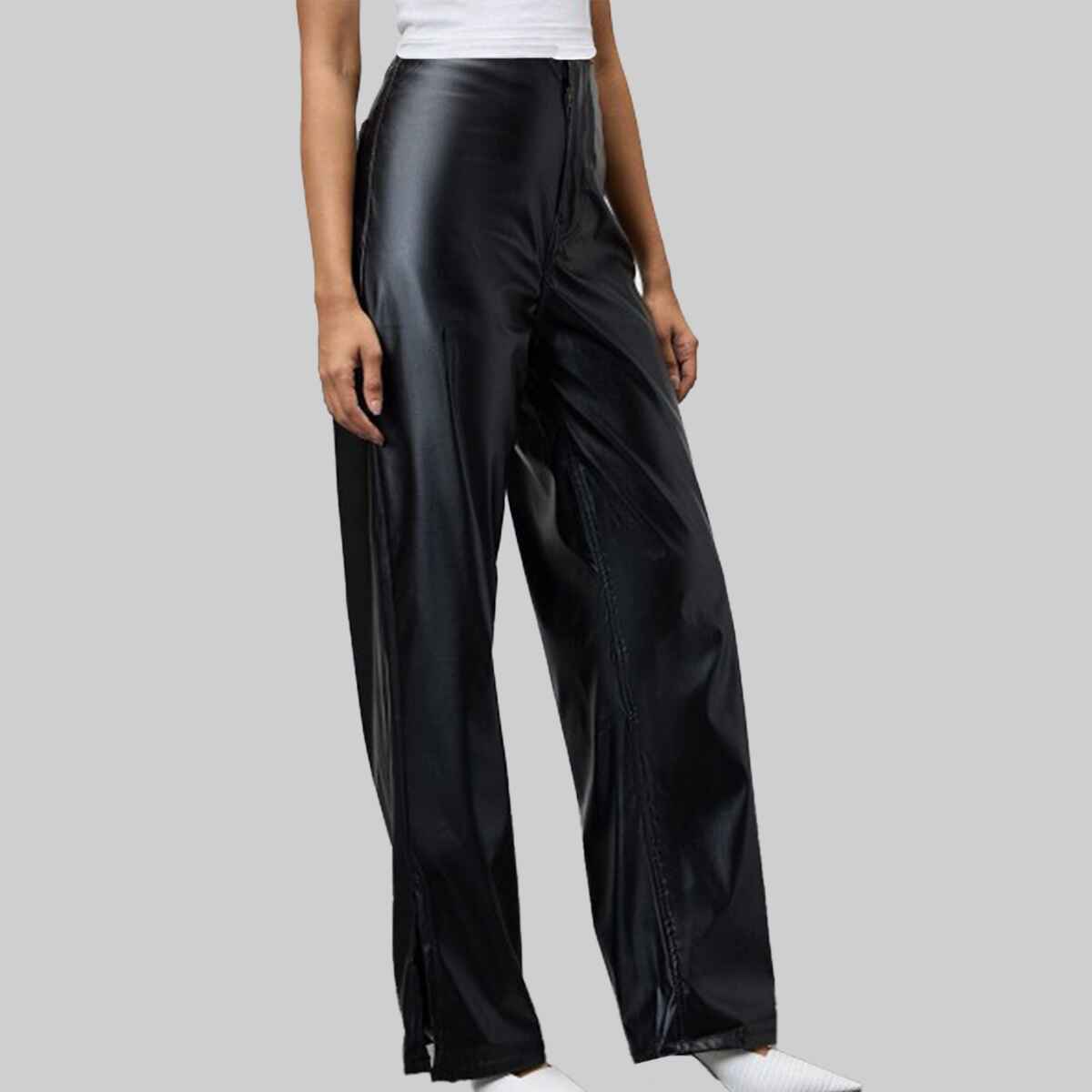 Women’s Black Leather Pants with Two Back Pockets